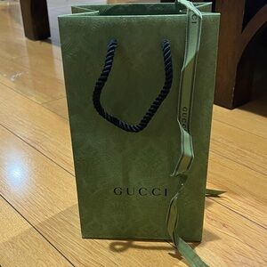 Gucci Olive Green Shopping Bag with Black Rope Handles 11x7 inches